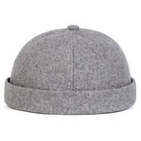 Streetwear Solid Color Docker Cap, Vintage Dandy Style, Unisex Adjustable Casual Brimless Hat šviesiai pilka spalva