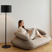 Yousheng pripučiamas veliūrinis sofa suaugusiems, tvirtas pripučiamas gultas, vienvietė dvivietė oro sofa vidaus ir lauko gyvenimui gray