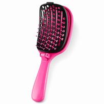 Self Cleaning Hair Brush, Foldable Detangling Brush with Silicone Pad for Volumizing Hair, Travel Blow Dry Brush for Women Girls (k) black