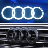 For Audi S66Car LED Grille static state Light Black silvery Badge Emblem AUDI Logo Light For AUDI A3 A4 A5 A6 A7 A8 S3 S4 S5 S6 S7 Q3 Q5 Q7 285mm gray