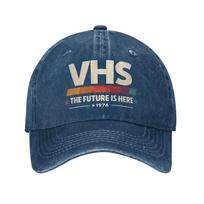 VHS Tape The Future Is Here  Baseball Cap Unstructured Unisex Video Worn Out Distressed Washed Headwear Adjustable Fit Hat Adjustable gray