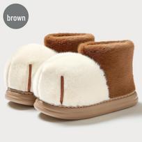 Thick-Soled Cat Paw Plush Slippers - Unisex Winter Indoor/Outdoor Mid-Calf Slippers for Couples 44-45 (26.5 cm inner length) ruda