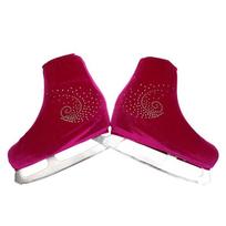 24-Color Velvet Skate Socks Figure Skating Roller Skates Kids Adults Unisex Elastic Stretch Performance Wear Medium purpurinė raudona spalva