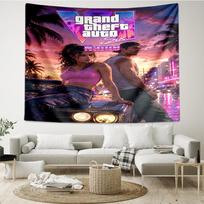 Custom Name GTA 6 Print Tapestry, Backdrop, Easy Setup, Ideal for Bedroom, Office & Living Room, with Aesthetic Wall Hanging Decor. 100cmx150cm pink