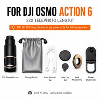 22X Telephoto Camera Lens for DJI Osmo Action 4 5 Pro 6 Long Distance Zoom Lens 17mm Aluminum Action Camera Accessory