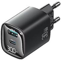 USAMS Charger 30W GaN LED USB+USB-C CC229 Black USA001440