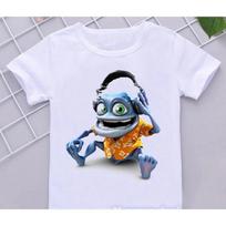 Juokingi berniukų marškinėliai Naujas Crazy Frog Anime Animacinis Spaudinys Vaikų Marškinėliai Hip-Hop Drabužiai Balti Trumpomis Rankovėmis Marškinėliai Viršutiniai Drabužiai 130 white