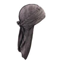 Vyriškas nusidėvėjęs gatvės piratų stiliaus Durag galvos apdangalas, pralaidi orui kasdienė gatvės apranga, bandana su dvigubu ilgu dirželiu, pirato skrybėlė One Size black