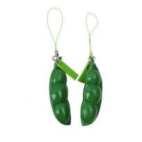 2/6/10PCS Pea Pod Stress Relieving Toy Squeezing Creative design edamame Keychain Squeezing Fun Stress Relieving Accessories green