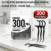 600/300PCS Ultra Fine Bamboo Charcoal Dental Floss Picks Large Capacity Teeth Cleaning Tool Interdental Brush Oral Care for Home black
