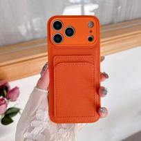 Orange Color Card Holder Leather Case For iPhone 17 Air 16 E 15 14 13 12 Mini 11 Pro X XR XS Max 7 8 Plus SE Wallet Pocket Cover iPhone SE red