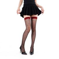 Sexy Women Ultra Thin Over Knee Polka Dot Thigh High Stockings One size raudona