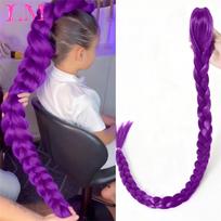 LM Sintetiniai 32 colių ilgio violetiniai plaukų priauginimo kasos plaukai kasoms Rumi Kasojimo plaukai scenos vakarėliui Cosplay daugiaspalviai Br gray