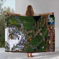 Classic Game Heroes of Might and Magic Map Flannel Blanket,Soft Plush Throw for Home Bedroom Bed Sofa Cover Camping Picnic gift Size: 130*170cm, Weight: 230 GSM gray