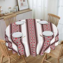 Ukraine Vyshyvanka Embroidery Tablecloth Round Oilproof Bohemian Geometric Table Cover Cloth for Kitchen 60 inches 50inch(127cm)