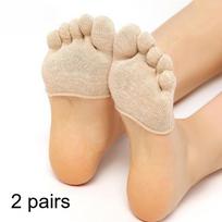 Summer Five Finger Half Palm Socks, Forefoot Pad, Invisible High-Heeled Socks, Non Slip Foot Pads, Split Toe Socks One Size beige