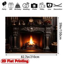 1Pcs Baroque Ornate Fireplace Decoration Background Winter Backdrop Decorations For Photo Studio Photo Booth Christmas Party 90x75cm black