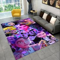 Kpop Rumi Mira Zoey Cartoon Group Carpet Rug for Playroom Bedroom Living Room Sofa Home Decor,Area Rug Non-slip 100cm x 150cm black