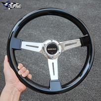 14inch Black ABS Steering Wheel Racing Sports Car Steering Wheel with Chrome Spoke juoda