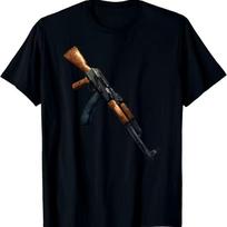 AK-47 Gun T-Shirt Unisex for Adults Black Graphic Short Sleeve Men's T-shirts for Summer Unisex All-Season S black