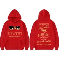 King of Pop Michael Jackson Bad Era Dangerous Hoodies Men's Clothing Fashion Gothic Hoodie Sweatshirts 3XL red