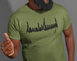 Trump Signature Tee, Donald Trump Autograph Shirt, POTUS 45-47, Save America Tshirt, Trump 2024 Tee, America First T-Shirt 150 gray