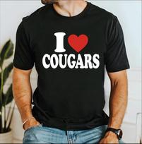 I Love Cougars T-shirt, I Heart Cougars Shirt, Funny Cougar Shirts E-517 L white