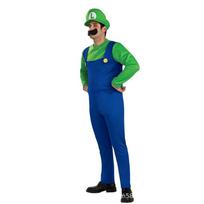 Halloween Super Mario Costume Anime Cosplay Mario Suit Theme Party Performance Outfit Adult Kids Festive Celebration L blue