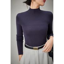 Women's 100% Fine Wool Turtleneck Sweater - Seamless, Machine Washable, Slim Fit for Autumn & Winter Medium gray