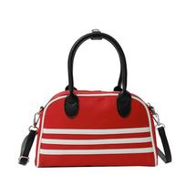 Dopamine Style Bowling Bag Women Soft Shell Crossbody Shoulder With Stripes Zipper Oxford Fabric Red black