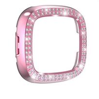 PC Case for Fitbit Versa 4 3 Smart Watch Double-row Diamond Protective Shell for Fitbit Sense 2 1 Bumper Anti-fall Frame Cases 7 pink For fitbit sense