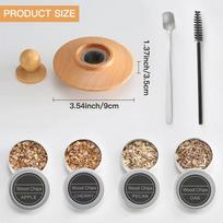 Premium Cocktail Smoker Kit 4 Natural Wood Chips Whiskey Bourbon Old Fashioned Home Bar Bartender Tools Birthday Gifts for Men 5 Kit-Small lid China Mainl beige