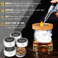 Premium Cocktail Smoker Kit 4 Natural Wood Chips Whiskey Bourbon Old Fashioned Home Bar Bartender Tools Birthday Gifts for Men 5 Big lid China Mainland