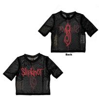Slipknot Moteriškas trumpas viršutinis drabužis: Logotipas (Galinis spaudas ir tinklelis) (XX-Mažas) L black