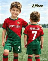 26 berniukai Ronaldo Nr.7 Futbolo marškinėliai Šortai Rinkinys Moterys Vyrai Harajuku PORTUGALIJA Gerbėjai Marškinėliai Šortai Rinkinys Vaikai Sportinis kostiumas 2 dalių rinkinys 140CM