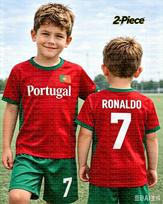 26 berniukai Ronaldo Nr.7 Futbolo marškinėliai Šortai Rinkinys Moterys Vyrai Harajuku PORTUGALIJA Gerbėjai Marškinėliai Šortai Rinkinys Vaikai Sportinis kostiumas 2 dalių rinkinys 130CM