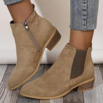 Moteriški natūralios zomšos elastingi žemakulniai batai Rudens ir žiemos ankle boots kvadratiniu pirštu atviru kulnu atvirais pirštais atsitiktiniai trumpi batai Dydis 36-43 38 imbieras