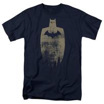 Batman Gold Silhouette Mens T Shirt Navy Blue M gray
