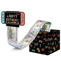 Paper Birthday Money Box Birthday Surprise with Pull Out Surprise Money Box for Cash Happy Birthday DIY Stickers gray