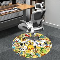 1 vnt. Pokemono personažų apvalus biuro kilimėlis, vidinis kilimėlis, tinkamas biurui, po biuro kėdėmis, miegamajam, svetainei, namų dekoravimui, kambario dekoras 80cm gray