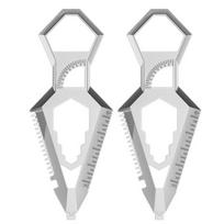 10-in-1 Pocket Multi-Tool Includes Bottle Opener Screwdrivers Wrenches Ruler & Saw Compact Keychain Design Stainless Steel EDC Tool 2pcs white