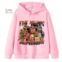 Five Nights at Freddy gobtuvai su spauda Vaikams Berniukams Mergaitėms Su gobtuvu džemperis 2026 pavasaris Laisvalaikio Freddys FNAF Šiltas Studentas 150 pink
