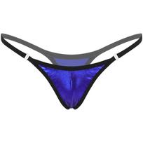 Blizganti žemo liemens dirželis moterims Mikro G-string apatiniai su elastine juosta One Size blue