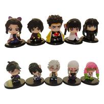 15 PCS/Set Q Version Demon Slayer Sitting Ghost Doll Tanjiro Nidouzi Inosuke Zenizu Figure Action Figure Movie Model Playthings Doll black