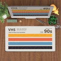 VHS Retro Oversized Mouse Pad 120x60cm Computer Mousepad Minimalism Desk Pad XXXL Stitch Edge Keyboard Mat Gaming Speed Mice Rug 60x30cm gray