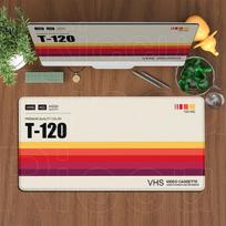 VHS Retro Oversized Mouse Pad 120x60cm Computer Mousepad Minimalism Desk Pad XXXL Stitch Edge Keyboard Mat Gaming Speed Mice Rug 60x30cm