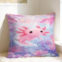 Cute Axolotl Pillow Cover Morden Pillow Case For Sofa Home Decor Custom Pillowcases Gift Peach skin 18*18(CM)-1Pcs pink