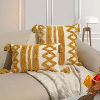 Bohemiškas siuvinėtas pagalvės užvalkalas 45x45 Geometrinis raštas Žakardas Oranžinis drobės Pagalvės užvalkalai Dekoratyvinis namų Sofa 30x50cm orange