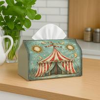 1pc Vintage Circus Folk Tissue Box - Tent Sun Moon Celestial, Office, Parties, Car for Living Room, Kitchen, Events - Decorative Desk Decor, Home Orga One Size white