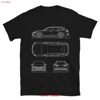 Rs 6 Avant Blueprint Unisexs T Shirt Luxury Turbo Sports Gerunisex Car Cotton Vintage Soft Graphic Versatile Homme Vintage 3XL gray